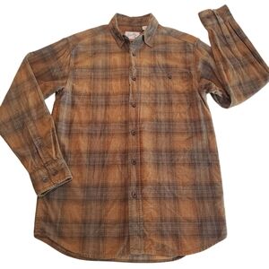 Scully Men's Western Shirt Corduroy Long Sleeve Button Yard Dye Plaid Brown M